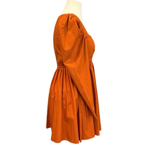 Abercrombie & Fitch Autumn Terracotta Puff Sleeve Poplin Babydoll Dress Size S - Picture 6 of 12